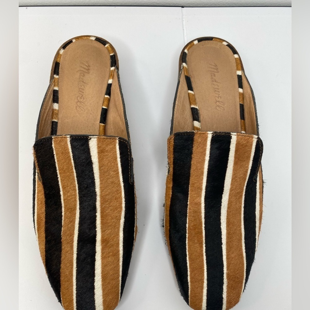 MADEWELL Willa Calf Hair Stylish Striped Mule Loafers